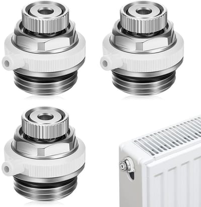 Dailygoods- Radiatorventiel Automatisch - 3 Stuks - 1/2 Inch Aansluiting - Ventilatieklep - Verstelbaar - Messing/Siliconen Materiaal - Verwarmingsventiel
