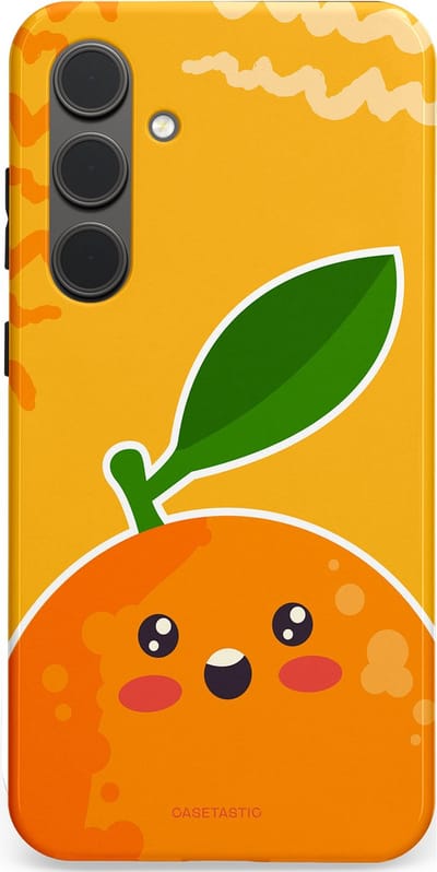 Casetastic Hoesje Geschikt voor Samsung S24 Plus - Stijlvolle Beschermende Duo-layer Case - Vrolijke Sinaasappel