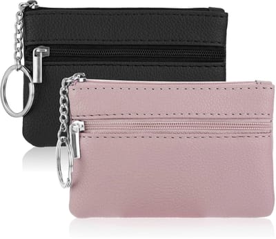 Leren Sleuteletui Set - 2 Stuks - Met Ritssluiting & 2 Opbergvakken - Compacte Sleutelhouder - Voor Auto- & Huissleutels - Dames & Heren