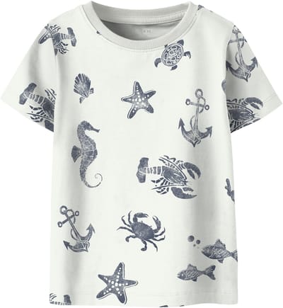 NAME IT - NMMFILLE SS TOP BOX - Jongens - T-shirts - ecru - maat 110