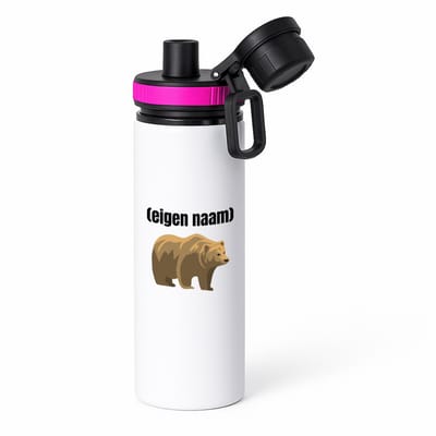 Hacebo® - grote beer met eigen naam waterfles met draaidop roze - Beer - beren liefhebbers - iemand die houdt van beren - verjaardag - cadeau - kado - water fles - 850ML