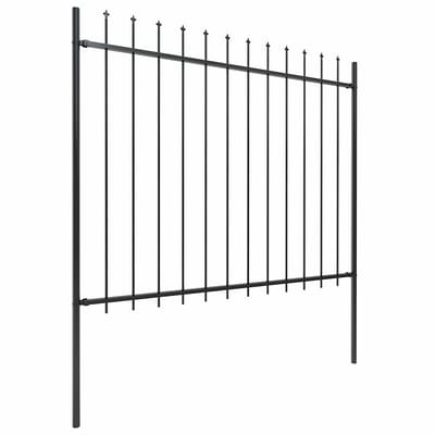 vidaXL - Tuinhek - met - speerpunt - staal - 504x150 - cm - zwart