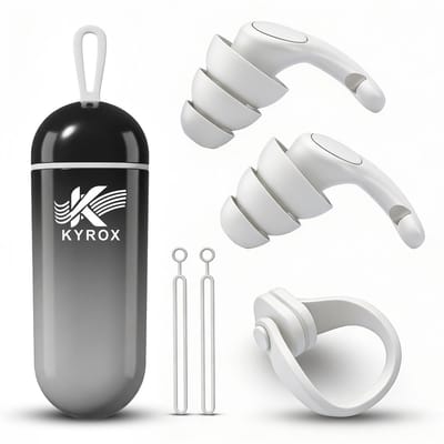 Kyrox Zwem Oordopjes & Neusklem - Neusclip Zwemmen - Zwemoordoppen - Neusknijper Zwemmen - Inclusief Opbergcase - Volwassenen & Kinderen - Wit