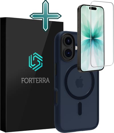 Hoesje Met Screenprotector - Geschikt voor Apple iPhone 17 - Magsafe Compatible - Sterk & Shockproof - Shock Proof Case - Back Cover - Telefoon Hoes - Donkerblauw