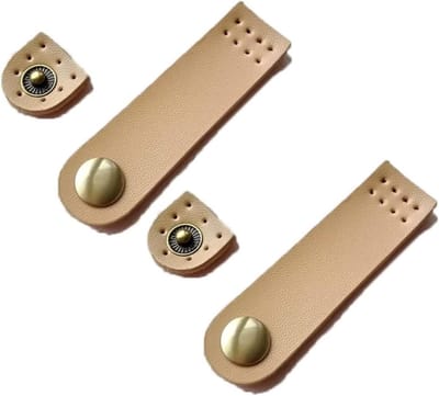 Push Button 2 Pcs Buckle met Dubbele Laag Leren Bandjes voor DIY Portemonnee, Notitieboek en Bagage Decor - Beige