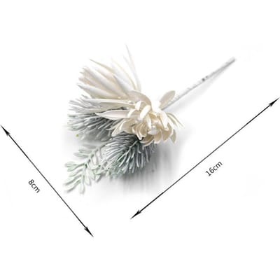 8*16 cm Witte Kunstmatige Grenen Bloemen Plastic Zijde Gras Bruiloft Verjaardag Kerstfeest Accessoires Thuis Tafel Decor 1pc