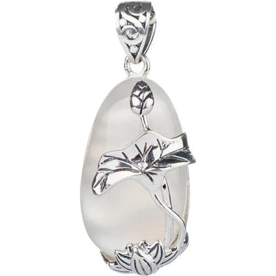 Originele Designer's Natuurlijke IJs Jade Merg Wit Ketting voor Vrouwen Mode Koi Lotusbloem Hanger Vintage Sieraden gray