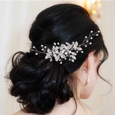 Dailygoods- Hoofdband Bruiloft - Haaraccessoires Bruid - Kristal Hoofddeksel - Parel Bloem - Zachte Legering - Elegant Ontwerp - Haaraccessoire