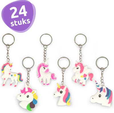 Isa's Friends® - Uitdeelcadeautjes Sleutelhangers Unicorns - 24 stuks - Traktatie