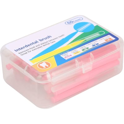 60 stuks Doos Orthodontische Interdentale Rager Tandenreinigingsgereedschap Tandarts Tandenreiniger Tandenstoker Geel roze