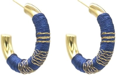 Oorbellen - Open Oorringen - RVS - 3 cm - Goudkleurig en Donkerblauw