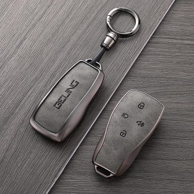 Étui à clés portable pour Baic Beijing Bj30 Bj40 Bj80 Bj90 U7 X7 Senova X25 X35 X55 X65 Ex5 Eu5 Ec5 Housse d'accessoires pour clé de voiture à distance gray