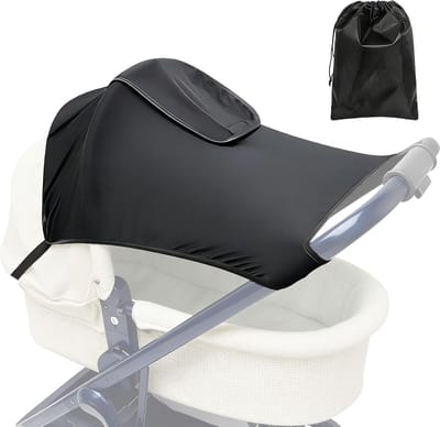 Zonnezeil Kinderwagen - Buggy Zonwering - Bescherming Baby - Met Kijkvenster - Universeel Verstelbaar - Zwart