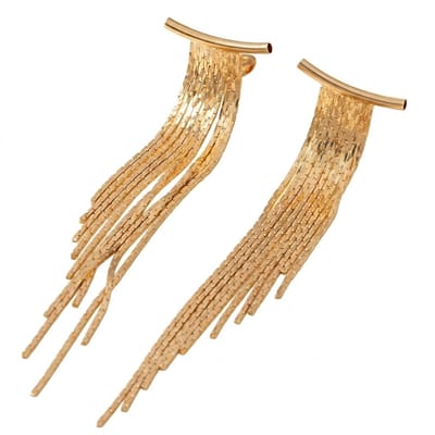 Goudkleurige oorclips dames lange kwastjes oorbellen clip on oorbellen zonder gaatjes hangende ketting franjes oorclips statement oorbellen niet doorboord oor sieraden voor feest gelegenheid