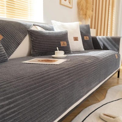 Flanel bankhoes winter verdikking warm zacht pluche verticale lijnen kussens antislip woonkamer lederen bank rugleuning armleuningen 70x70cm 1pcs