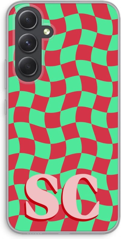 Gepersonaliseerd - Case Company® - Hoesje geschikt voor Samsung Galaxy A54 hoesje - Grid Monogram - Soft Cover Telefoonhoesje - Bescherming aan alle Kanten en Schermrand