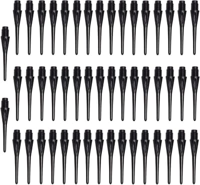 Set van 50 Zachte Dart Tips, 2BA Zwarte Plastic Dart Tips voor Soft Darts, Vervangende Nylon Tips voor Darts