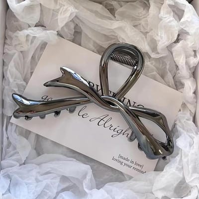 Pince à griffes en métal, nœud papillon, pince en métal argenté, Style griffe de cheveux, cuillère arrière polyvalente avancée, ornement de cheveux, couvre-chef, 2023 noir