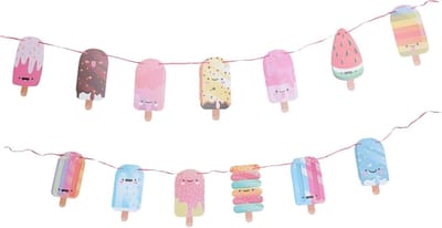 Feestelijke IJsroom Banner Slingers voor Verjaardagsfeesten - Lichtgewicht en Duurzaam Versiering voor IJsroom Thema, Foto Achtergrond en Kinderfeest Decoratie