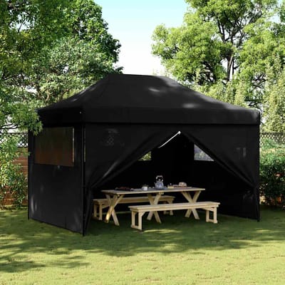vidaXL - Partytent - inklapbaar - pop-up - met - 4 - zijwanden - zwart
