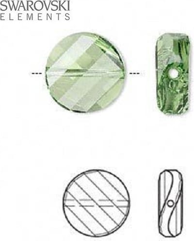Swarovski Elements, 6 stuks Twist kralen, 14x6mm, peridot (5621)