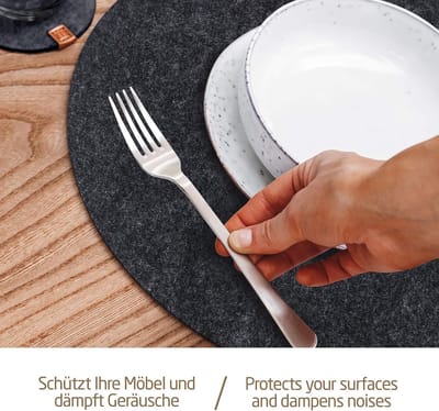 Candala -Vilt & Leer Placemats (Rond) - 6 Placemats + 6 Onderzetters