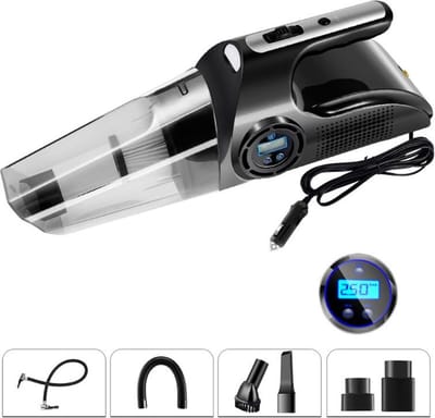 4 In 1 Autoband Inflator Stofzuiger Digitaal Scherm Luchtcompressor Pomp - Luchtpomp Auto, Fiets, Motor & Draagbare Auto Stofzuiger Digitale Display - Nat en Droog