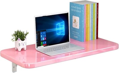 Klaptafel Bureau - Wandmontage Bureau - Thuiswerk Station - Ruimtebesparend Ontwerp - 80x40cm - Roze