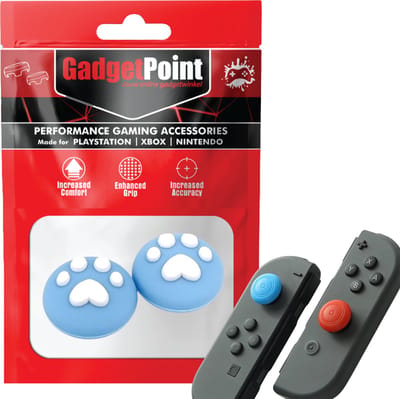 Gadgetpoint - Thumb Grips voor Nintendo Switch Joy-Con Controllers - Gaming Thumbgrips - Performance Anti-Slip Thumbsticks - Bescherming Accessoires - Pootjes - Lichtblauw met Wit