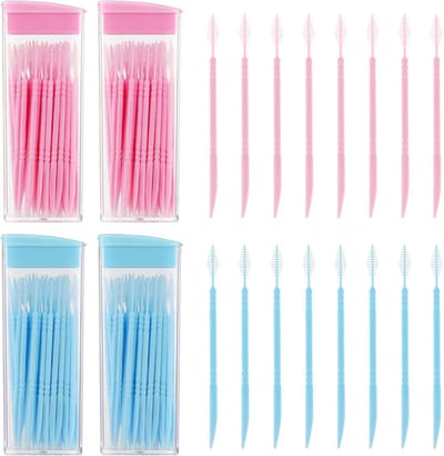 Tandenstokers - Interdentale borstels - Mondverzorging - Dubbele kop ontwerp - 200 stuks - Blauw roze