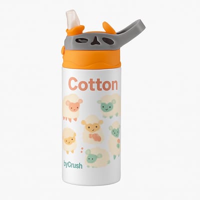 Grunge Zwart-Wit Drinkfles – Artistieke Fles voor Creatievelingen en Ontwerpliefhebbers - Waterfles voor kinderen (wit/oranje)