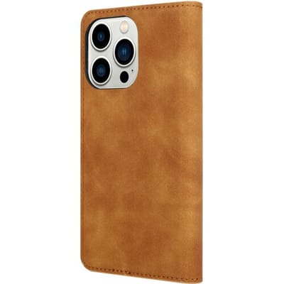 Coverzs telefoonhoesje geschikt voor Apple iPhone 14 Pro Luxe bookcase - bruin - hoesje met ruimte voor pasjes - luxe design