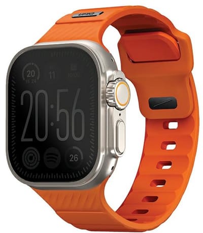 UNIQ bandje Stride Apple Watch Series1/2/3/4/5/6/7/8/9/SE/SE2/Ultra/Ultra 2 42/44/45/49mm FKM Rubberen Bandje oranje/volt oranje black