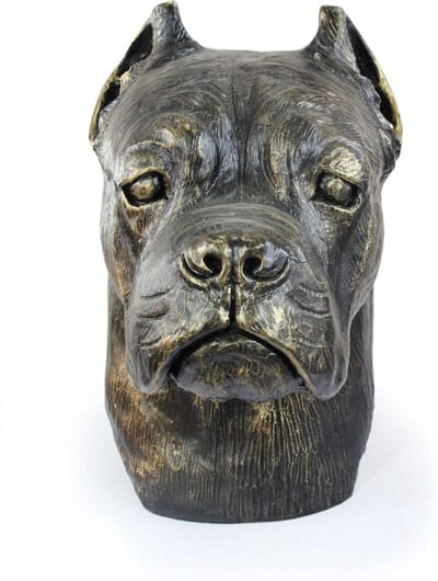 Cane Corso urn en tuinbeeld voor hondenas, grote hondenkop decoratie