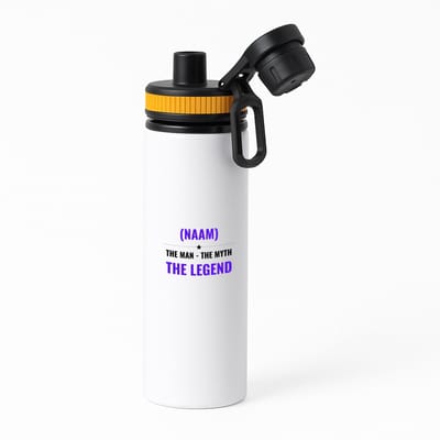 Hacebo® - the man the myth the legend met je eigen naam waterfles met draaidop oranje - iemand die een legend is - de man - myth - mythe - legendarisch - verjaardagscadeau - verjaardag - cadeau - kado - geschenk - water fles - 850ML