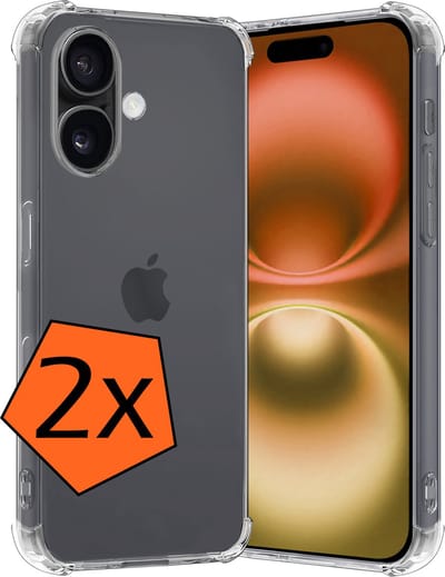 Hoes - 2 Stuks - Geschikt voor Apple iPhone 16 - Sterk & Shockproof - Siliconen Case - Back Cover - Telefoon Hoesje Shock Proof - Transparant