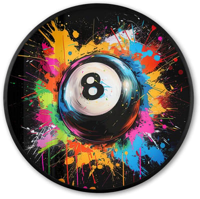 Poster in lijst Rond - Fotolijst 60x60 cm - Posters - Graffiti - Sport - Pool bal - Biljart - Ronde posterlijst zwart - Decoratie - Wanddecoratie woonkamer - Muurdecoratie slaapkamer