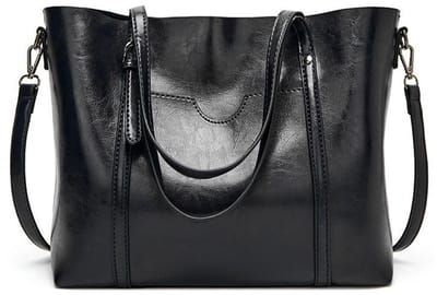 Vintage Grote Damen Schultertas - Krasbestendig PU - Ideaal Voor Werk - Zwart