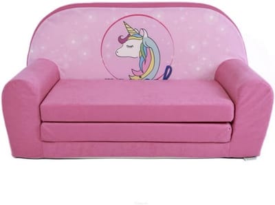 Kinderbank uitklapbaar - Slaapbank kind - Spelen en slapen - Afneembare hoes - 40 x 78 x 45 cm - Roze