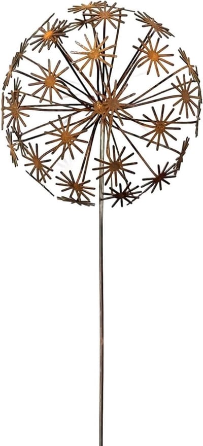 Metalen Bloempalen - Tuin Decoratie - Buiten Decoreren - Verstelbare Bloemblaadjes - 25 x 20 cm - Roestbruin