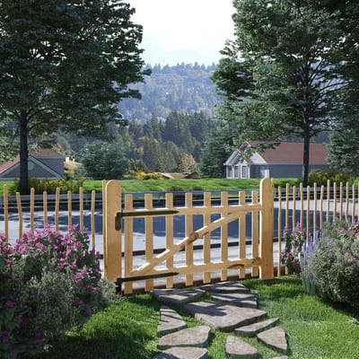 Hekpoort Hout - Tuinpoort Schutting - Toegang Creëren - Weerbestendig Hazelnoot - 100 x 60 cm - Bruin