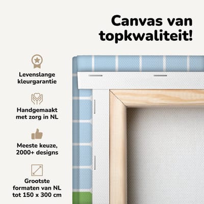 Canvas schilderij 160x120 cm - Wanddecoratie Moderne wereldkaart met vakjes - Muurdecoratie woonkamer - Slaapkamer decoratie - Kamer accessoires - Schilderijen op canvas
