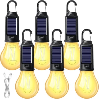 Thijox - Set van 6 Oplaadbare Campinglampen - LED Tentlampen met Haak - Waterdichte Campinglantaarns voor Buiten - Ideaal voor Kamperen, Tuinfeesten e