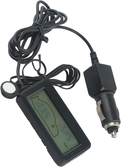 Digitale Autothermometer - Auto Temperatuurmeter - Interieur Klimaat - Dubbel Display - 12V - Zwart