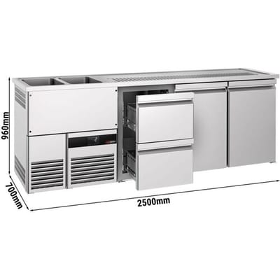 GGM Gastro Biertheke PREMIUM - 2500x700mm - 2 Türen mit 2 Schubladen