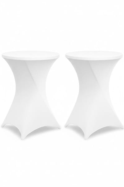 BRASQ Statafelrok Wit - ∅80-74 x110 cm - Set van 2 - Statafelhoes - Stretch Rok - Tafelrok voor statafel