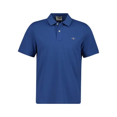 Gant Polo Fine Shield Short Sleeve Piqué Uni Vintage Blue / male