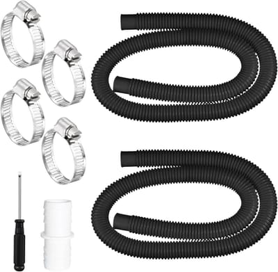 2-delige zwembadslang 32 mm, 150 cm met 4 veiligheidsclips en 1 slangverbinder, ideale slang voor zwembadpomp en filterpomp, geschikt voor zwembadonderhoud en watercirculatie