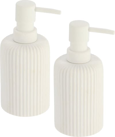 Tendance Zeeppompje 101 series - 2x - wit - geribbeld - PS - D7 x H17 cm - 230 ml - badkamer