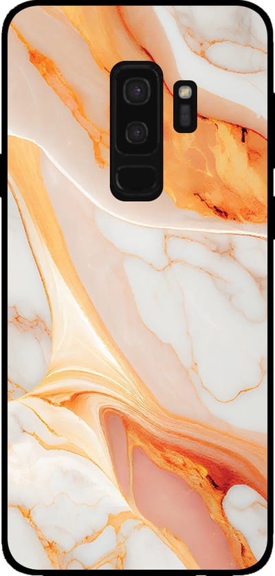 Smartphonica Telefoonhoesje voor Samsung Galaxy S9 Plus met marmer opdruk - TPU backcover case marble design - Oranje geschikt voor Samsung Galaxy S9 Plus